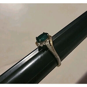 Vintage Ring Lab Created Emerald Gold Tone Size 6.75